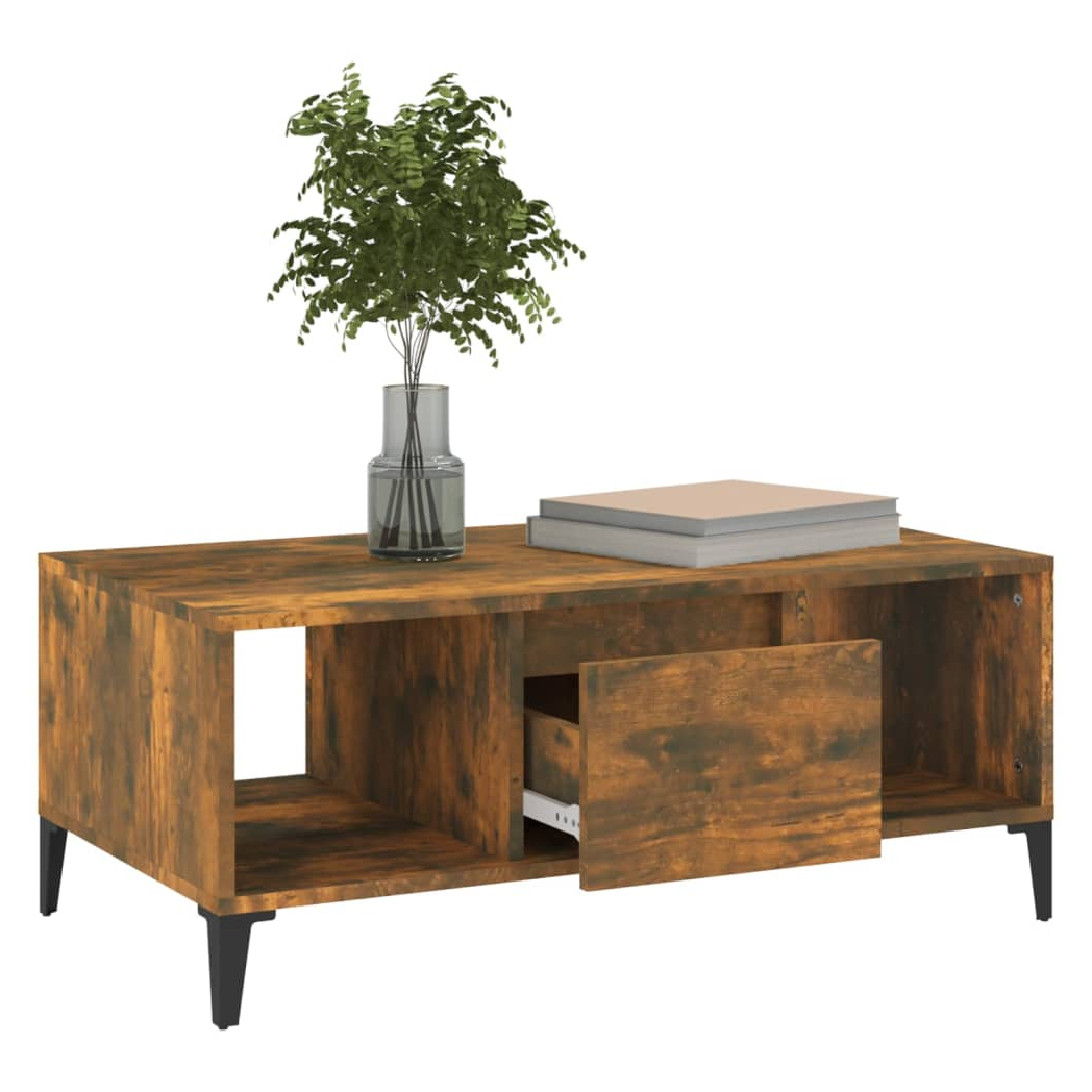vidaXL Coffee Table Smoked Oak 90x50x36.5 cm Engineered Wood
