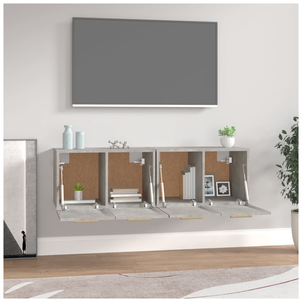 Wall Cabinets 2 pcs Concrete Grey 60x36.5x35 cm Engineered Wood