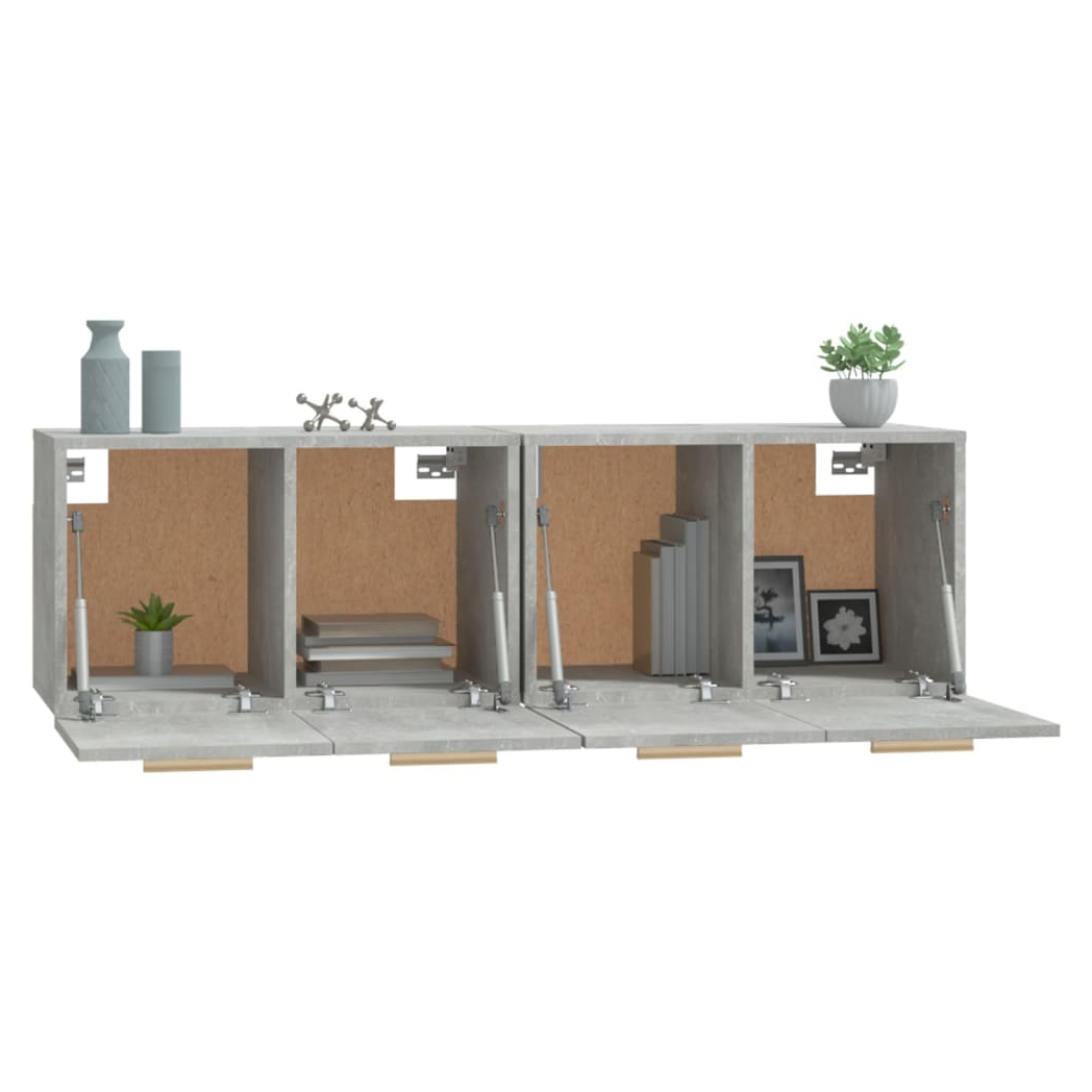 Wall Cabinets 2 pcs Concrete Grey 60x36.5x35 cm Engineered Wood