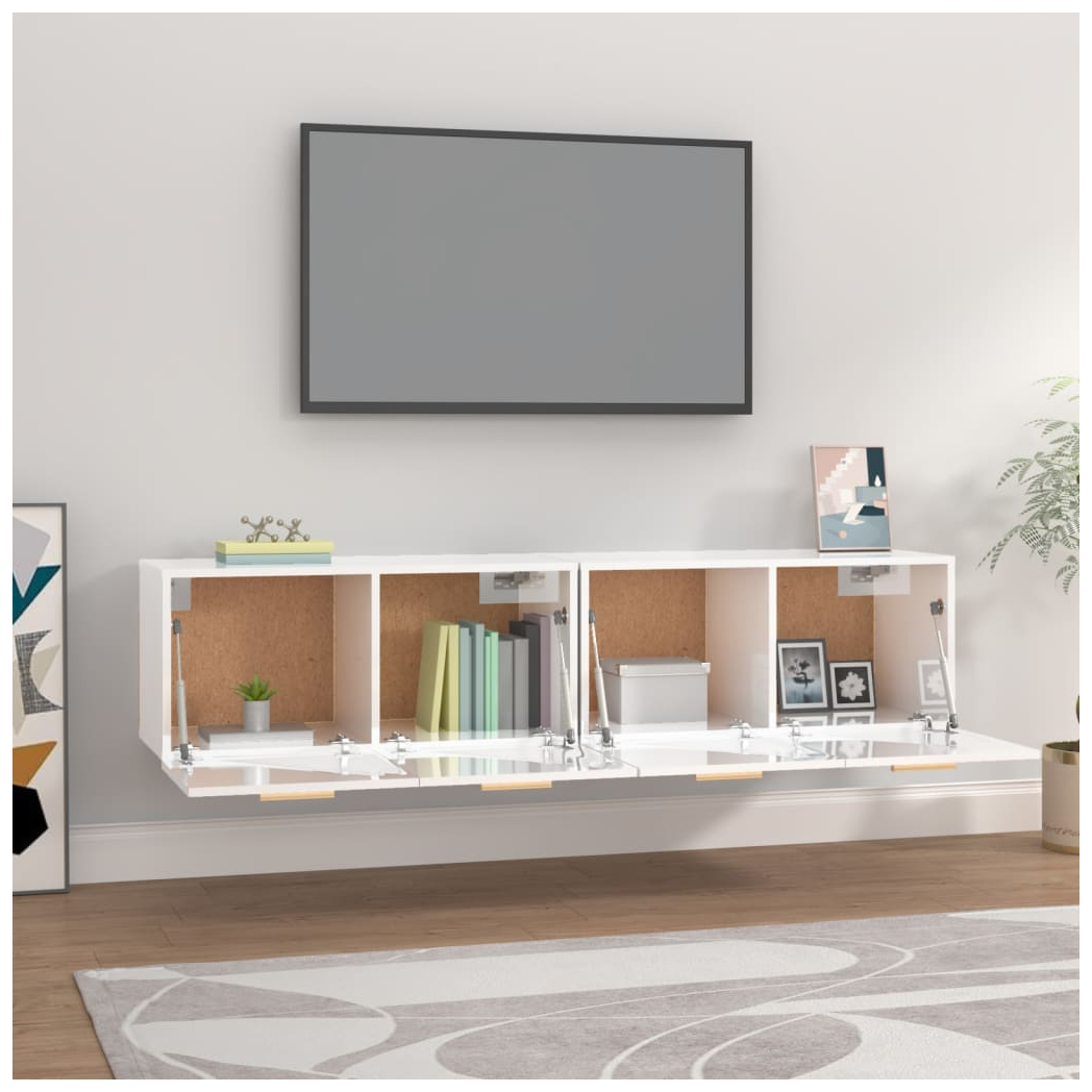 Wall Cabinets 2 pcs High Gloss White 80x35x36.5 cm Engineered Wood