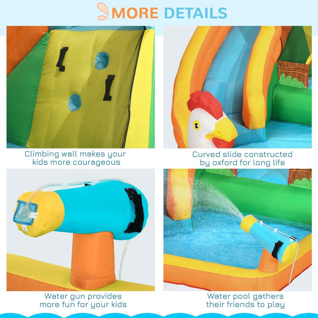 Outsunny Inflatable House, Kids Bounce Castle with Inflator, Bag