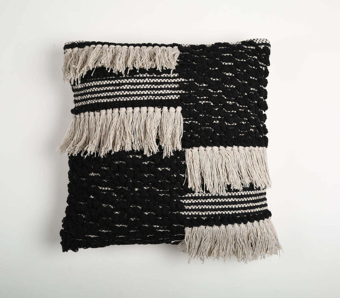 Crested & Tasseled Monotone Cushion cover