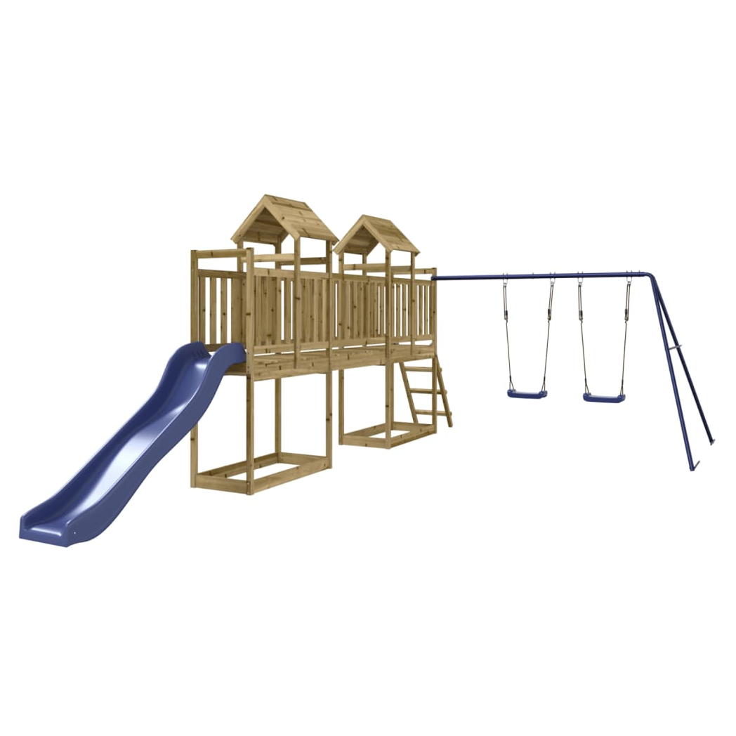 Playhouse with Slide Swings Impregnated Wood Pine