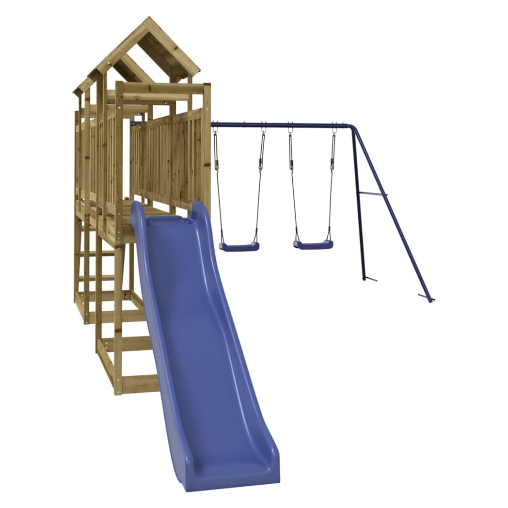 Playhouse with Slide Swings Impregnated Wood Pine