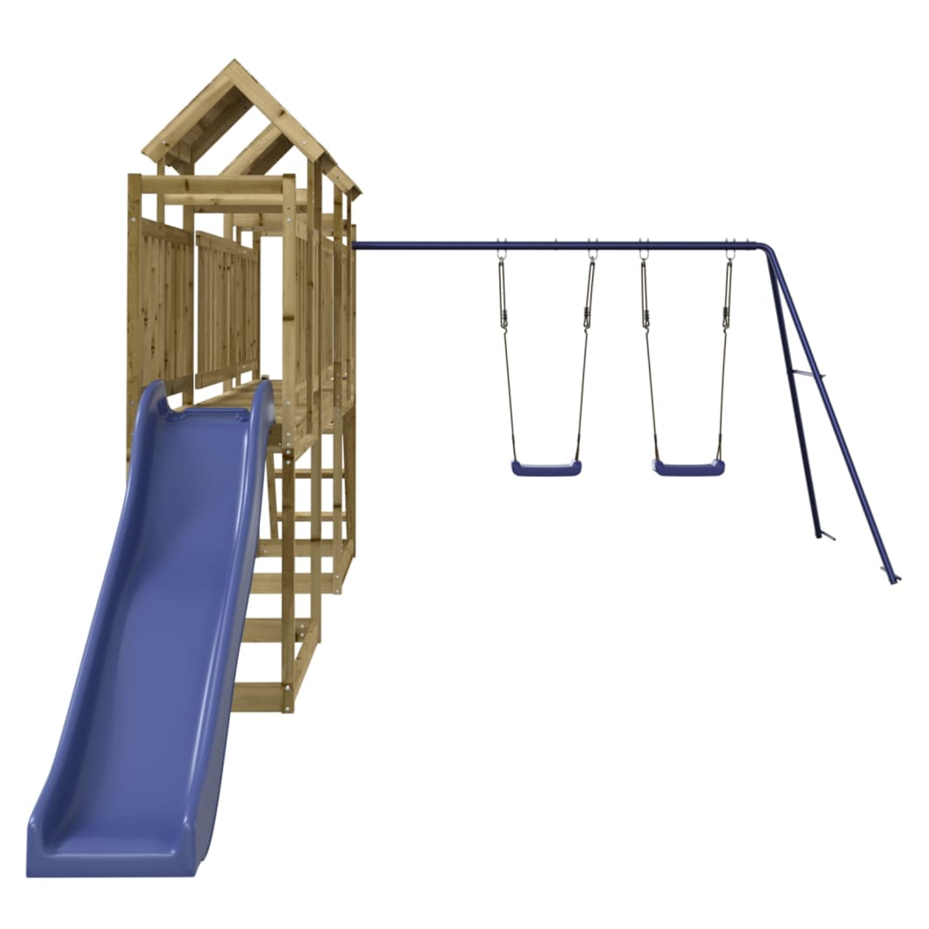 Playhouse with Slide Swings Impregnated Wood Pine