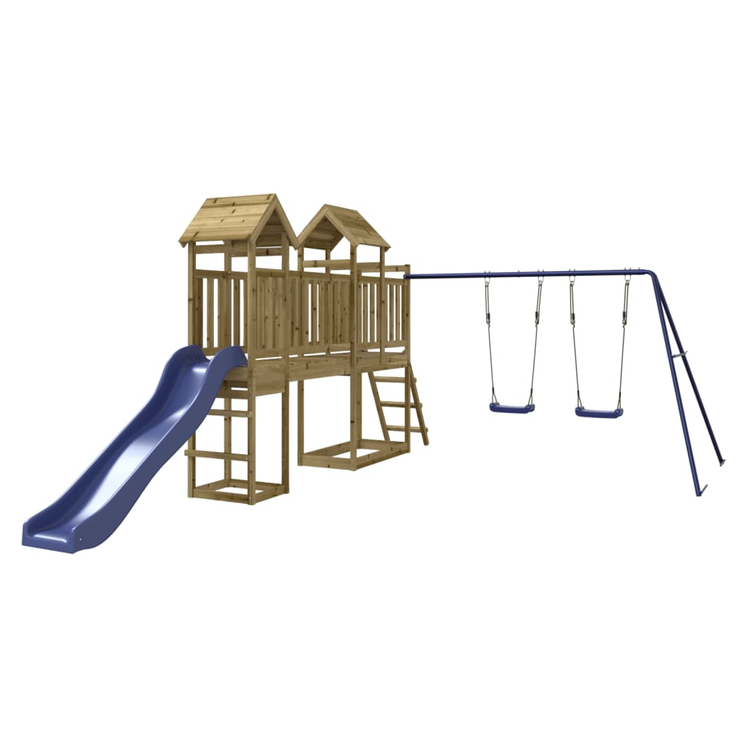Playhouse with Slide Swings Impregnated Wood Pine