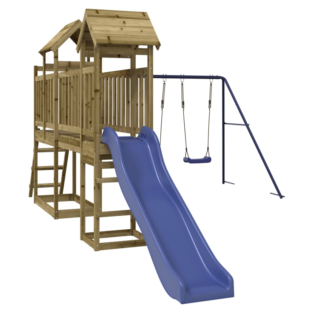 Playhouse with Slide Swings Impregnated Wood Pine