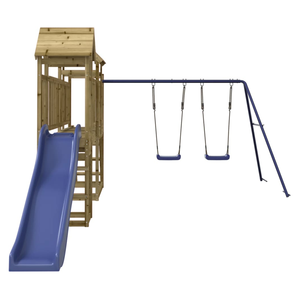 Playhouse with Slide Swings Impregnated Wood Pine