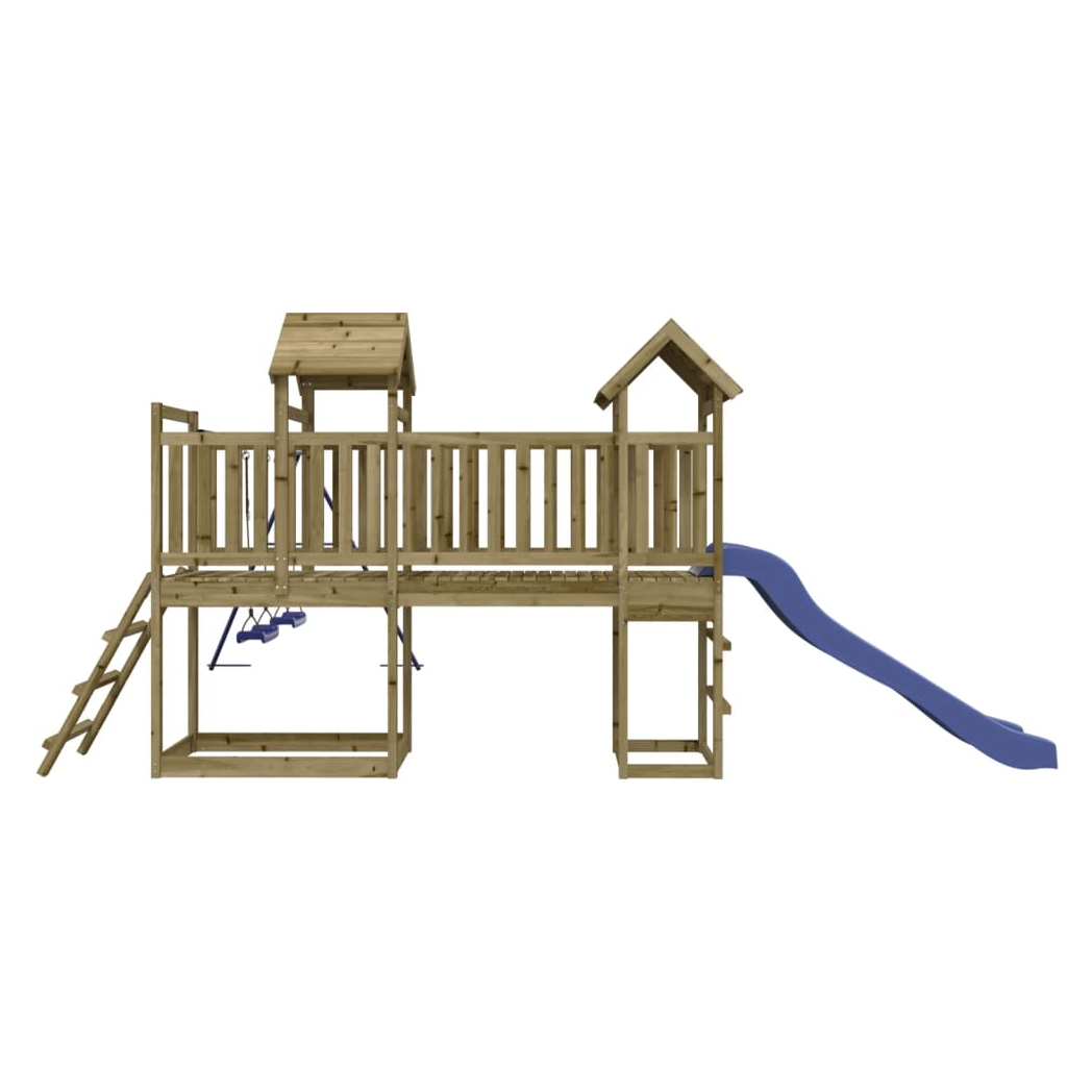 Playhouse with Slide Swings Impregnated Wood Pine