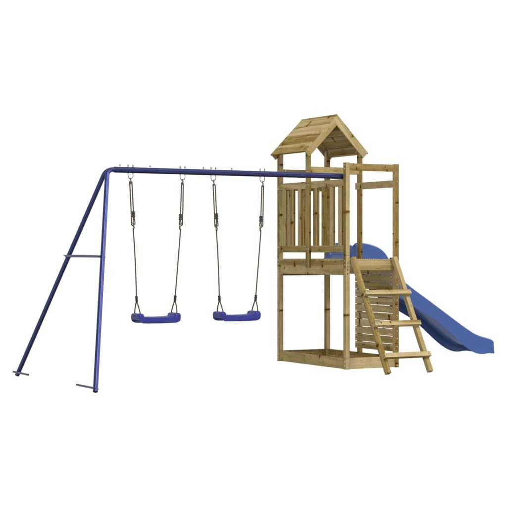 Playhouse with Slide Swings Rockwall Impregnated Wood Pine