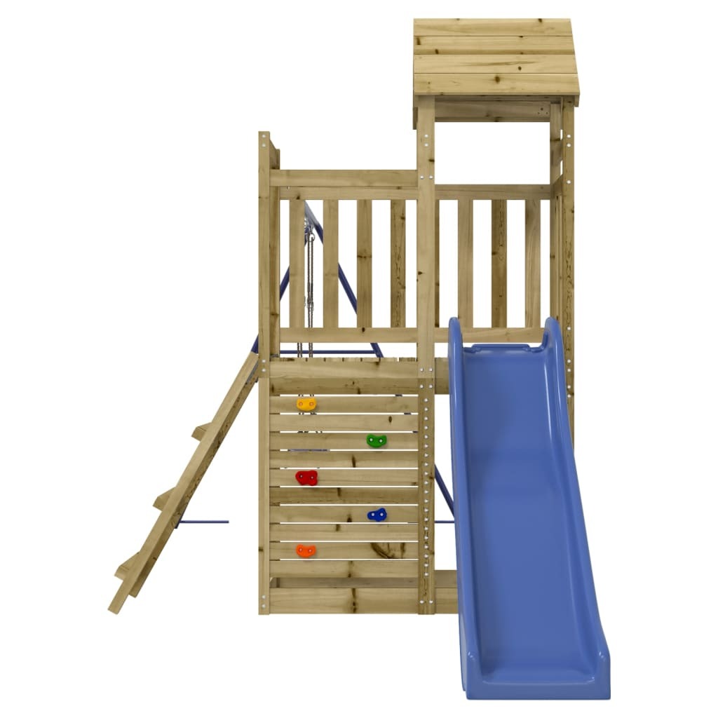 Playhouse with Slide Swings Rockwall Impregnated Wood Pine