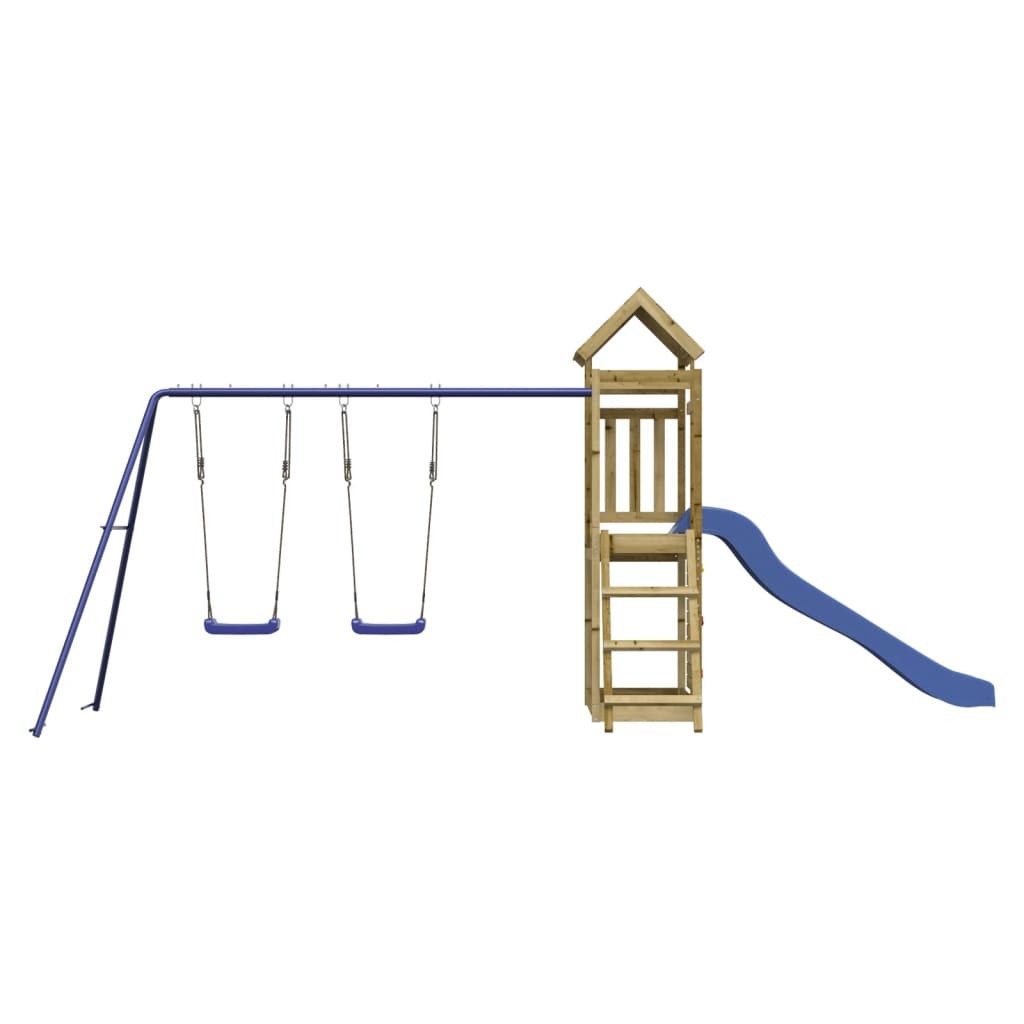 Playhouse with Slide Swings Rockwall Impregnated Wood Pine