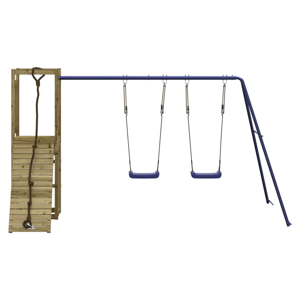 Playhouse with Climbing Wall Swings Impregnated Wood Pine
