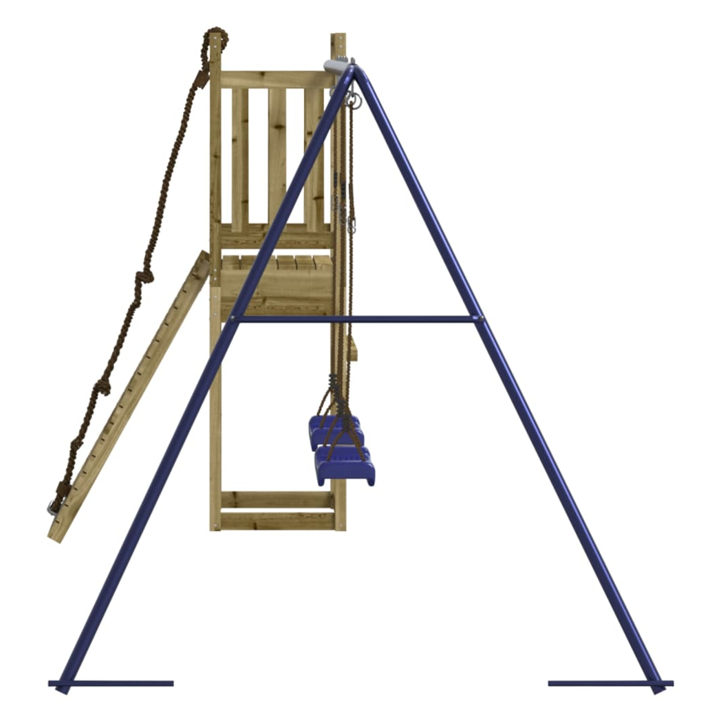 Playhouse with Climbing Wall Swings Impregnated Wood Pine
