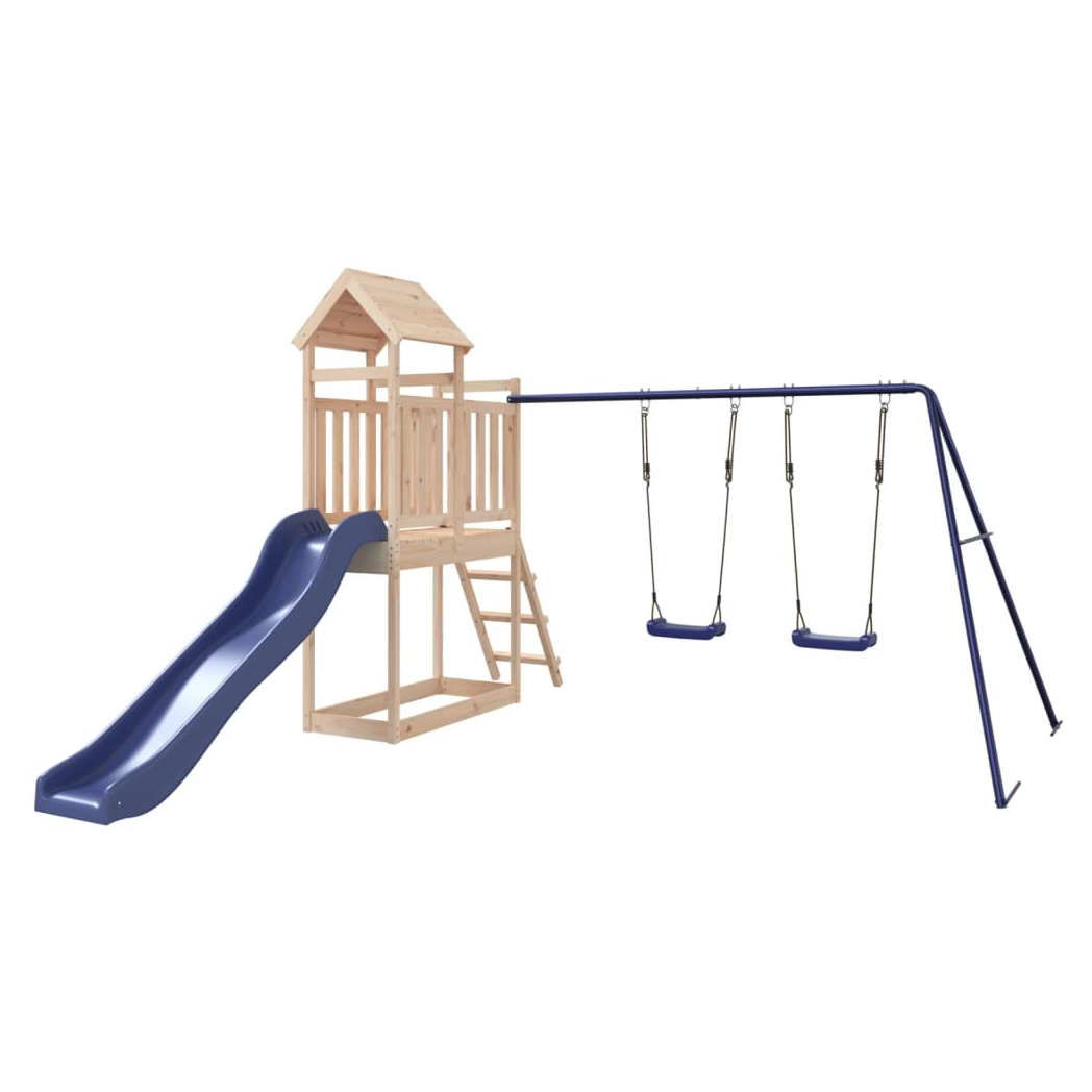 Playhouse with Slide Swings Solid Wood Pine