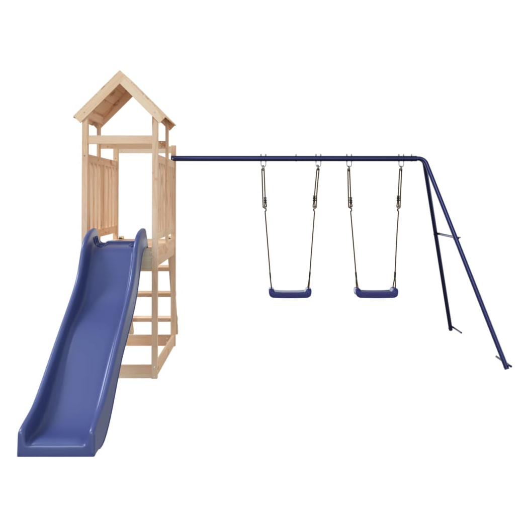 Playhouse with Slide Swings Solid Wood Pine