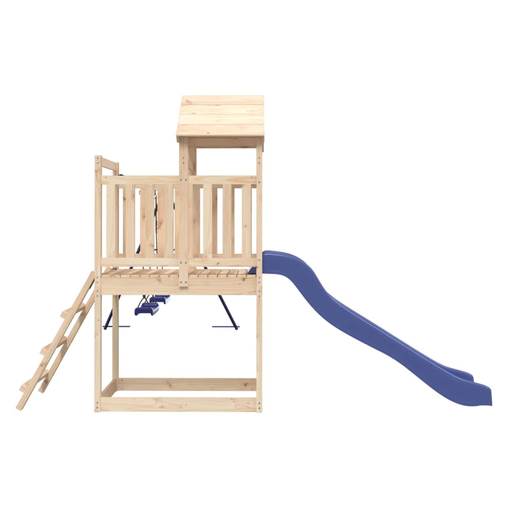 Playhouse with Slide Swings Solid Wood Pine