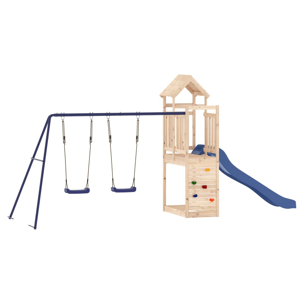 Playhouse with Slide Swings Solid Wood Pine