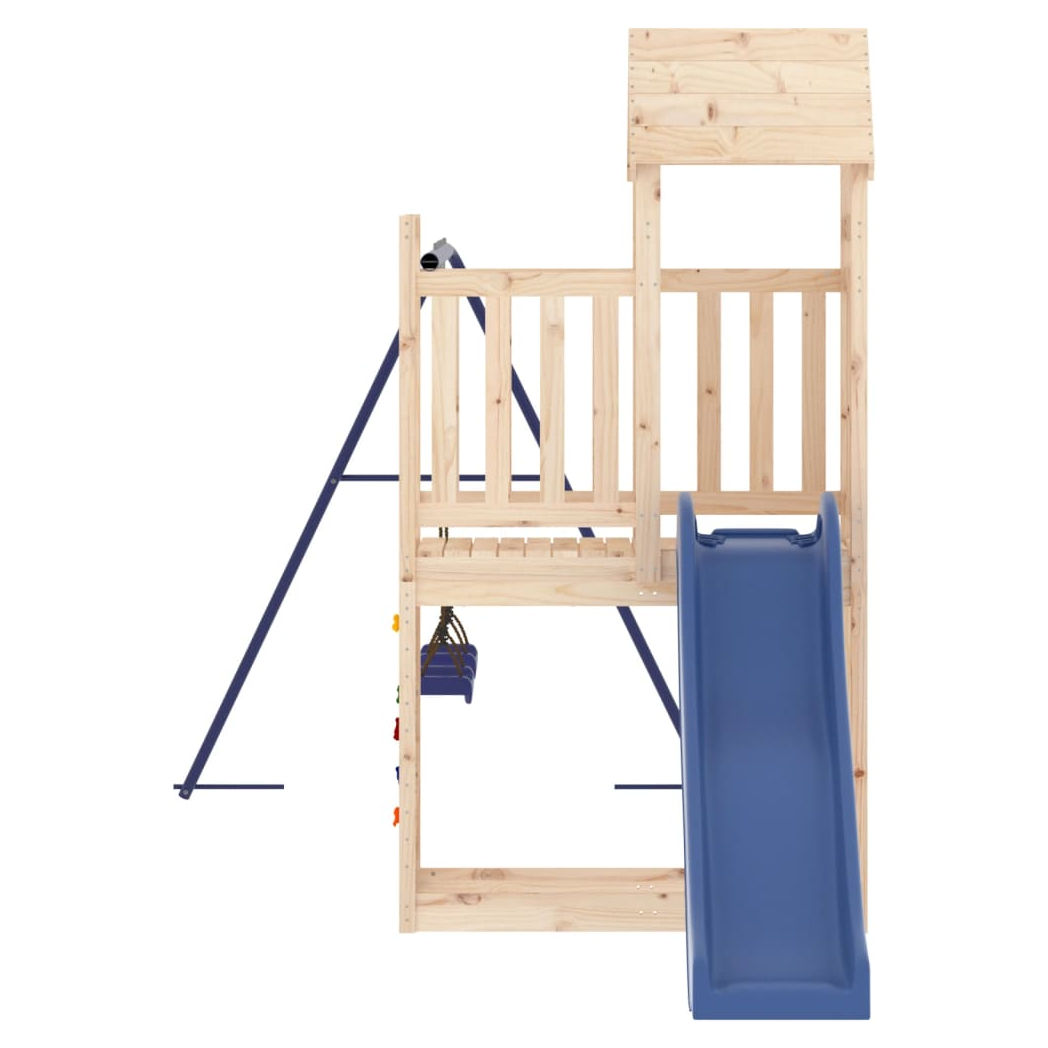 Playhouse with Slide Swings Solid Wood Pine