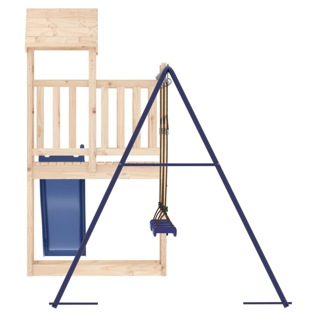 Playhouse with Slide Swings Solid Wood Pine