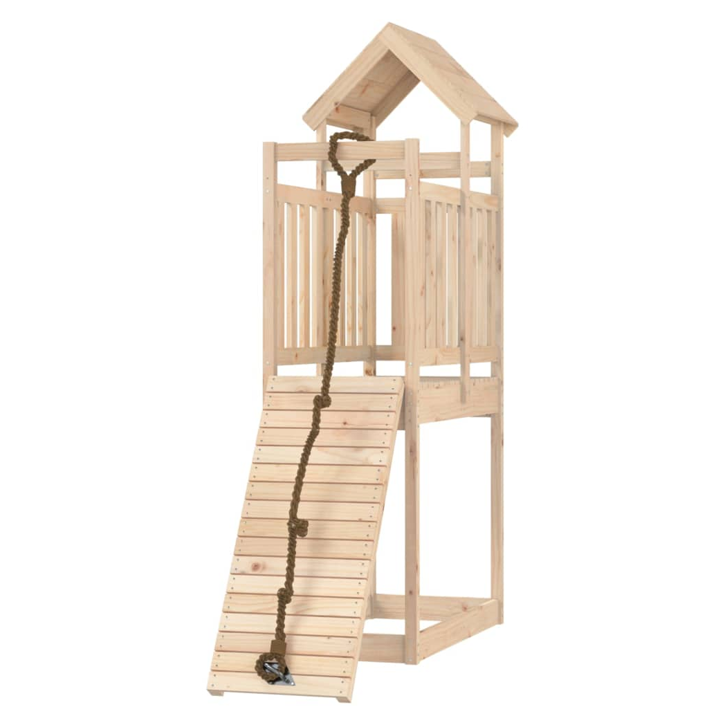 Playhouse with Climbing Wall Solid Wood Pine