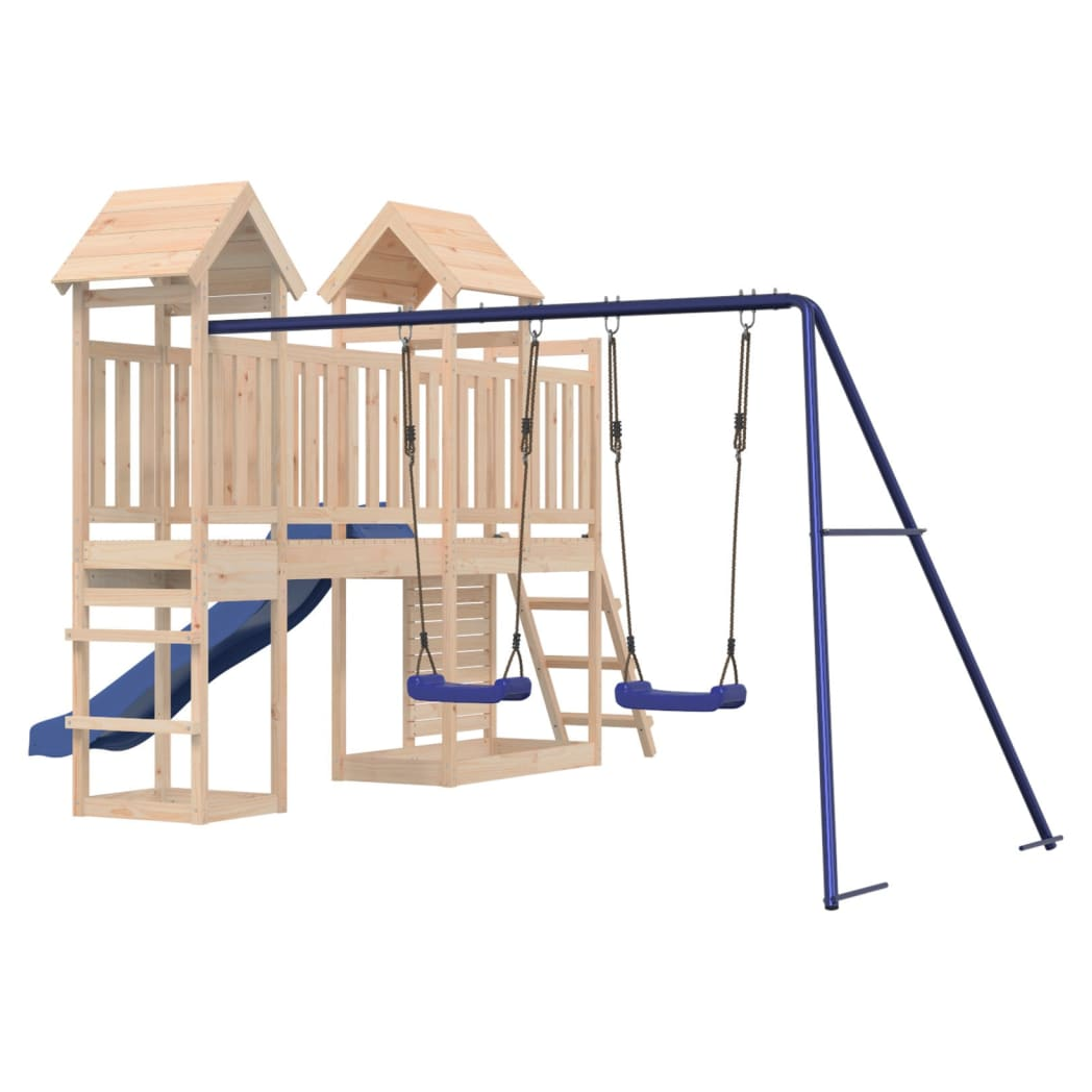Playhouse with Slide Swings Rockwall Solid Wood Pine