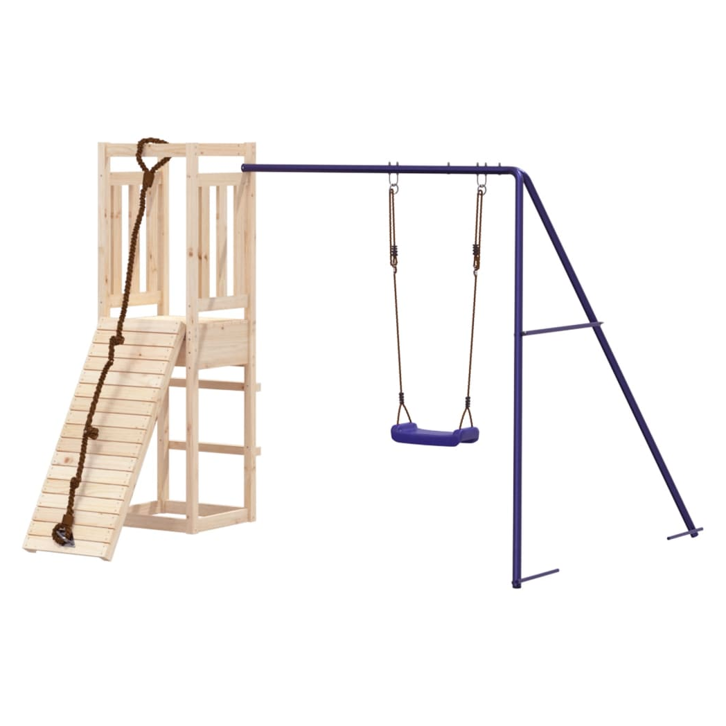Playhouse with Climbing Wall Swing Solid Wood Pine