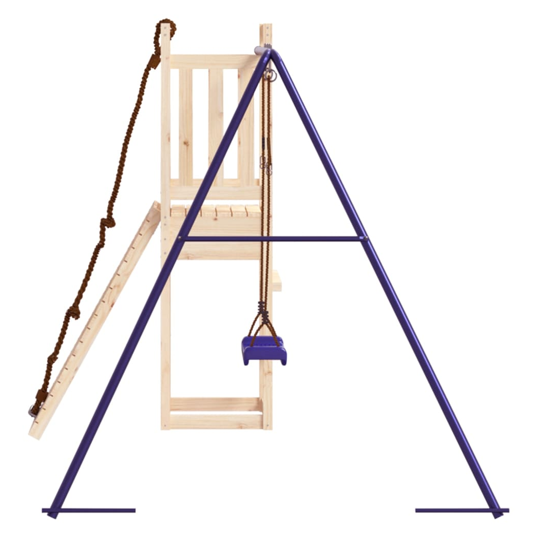 Playhouse with Climbing Wall Swing Solid Wood Pine