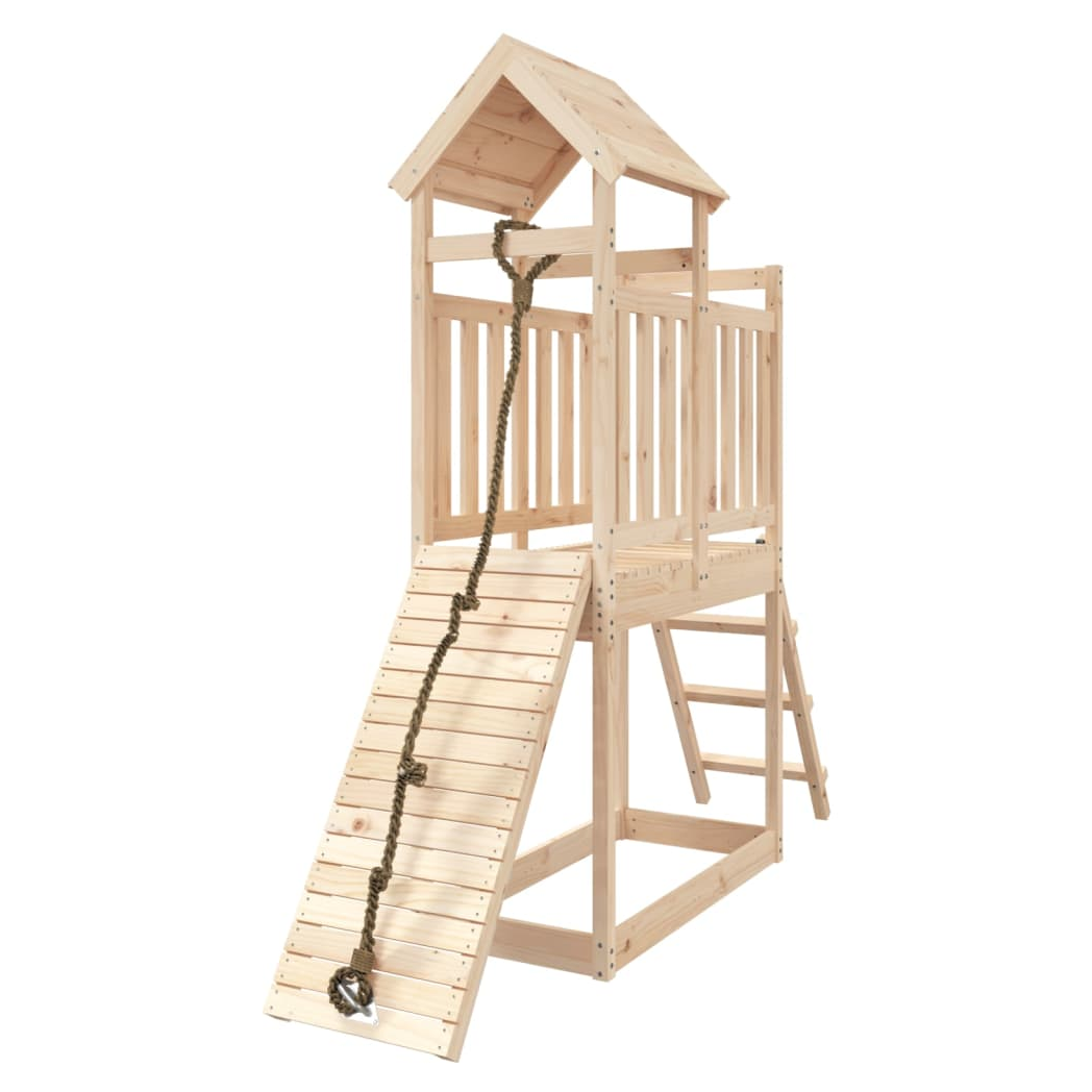Playhouse with Climbing Wall Solid Wood Pine