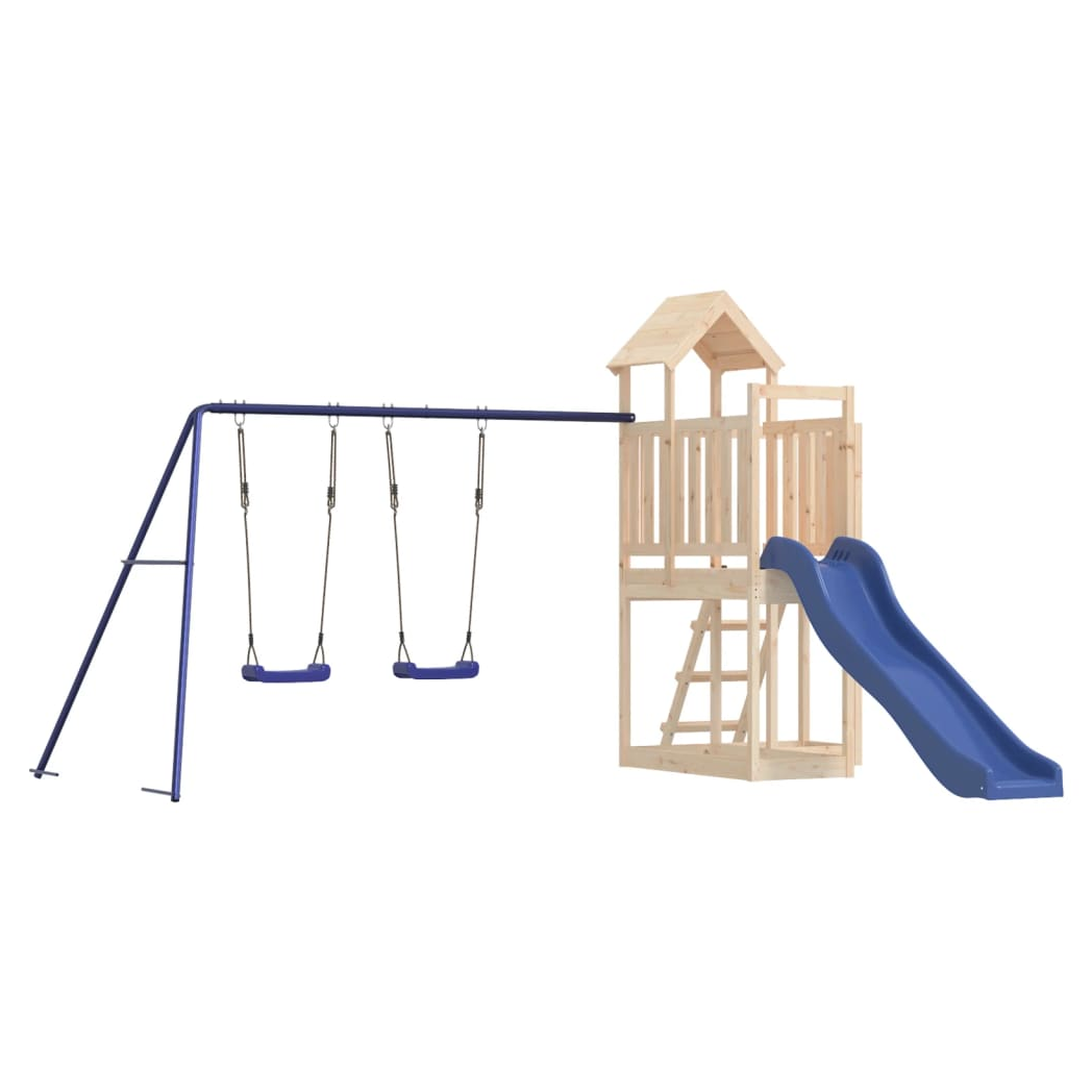 Playhouse with Slide Swings Solid Wood Pine