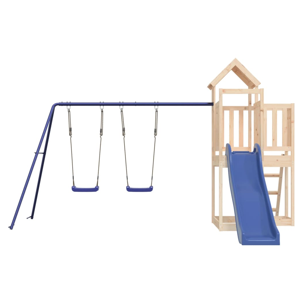 Playhouse with Slide Swings Solid Wood Pine