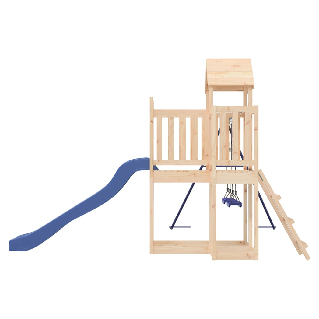 Playhouse with Slide Swings Solid Wood Pine