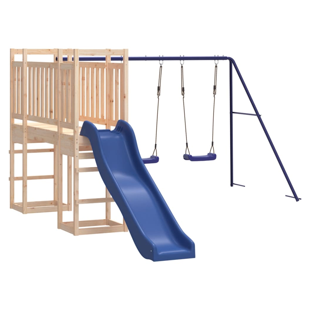 Playhouse with Slide Swings Solid Wood Pine
