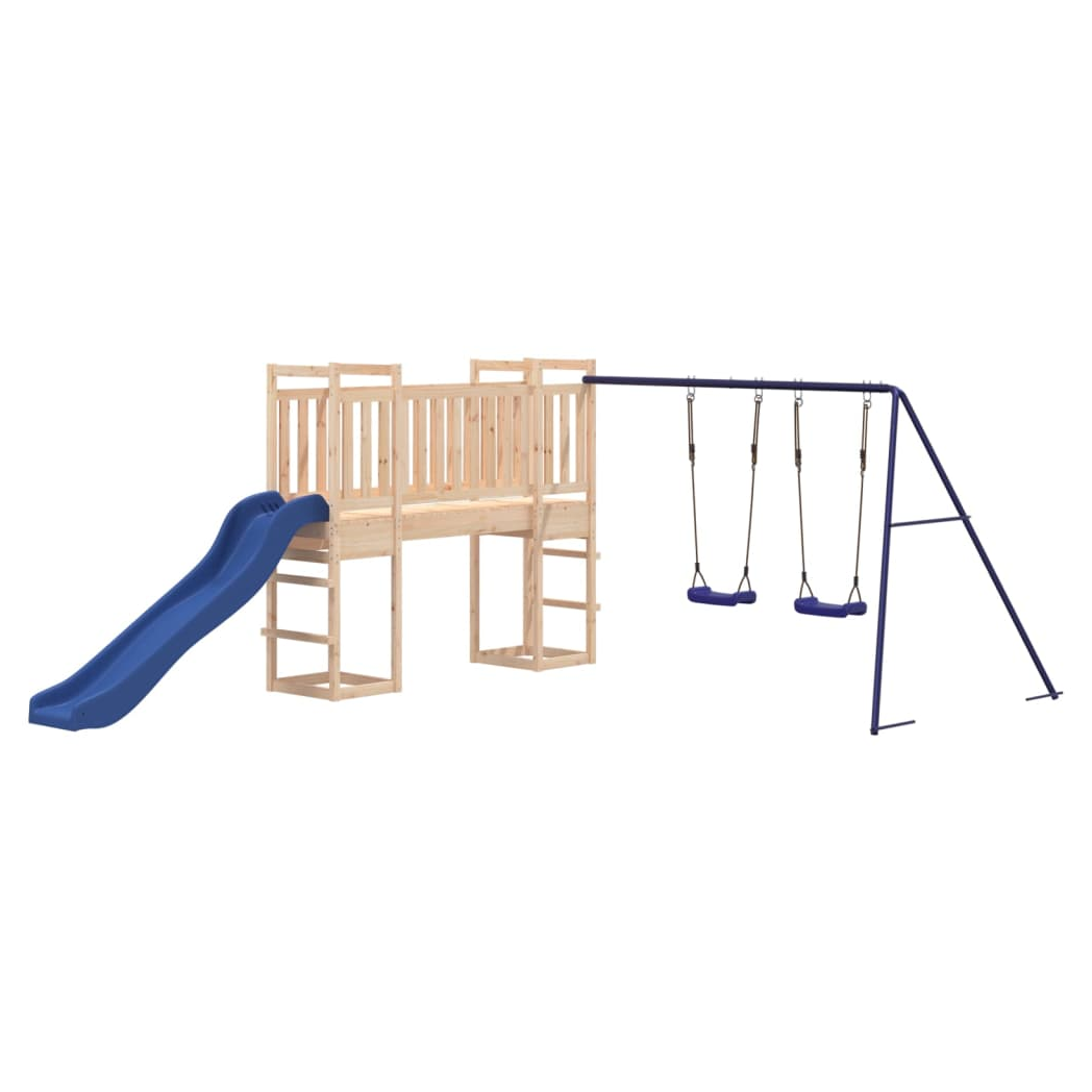 Playhouse with Slide Swings Solid Wood Pine