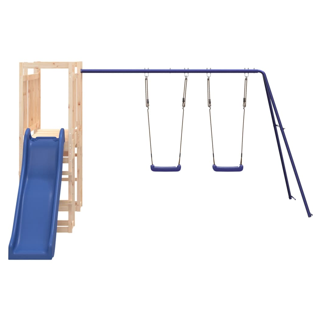 Playhouse with Slide Swings Solid Wood Pine