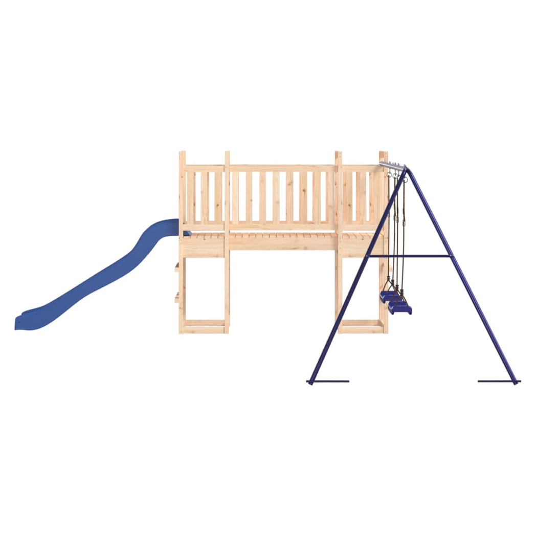 Playhouse with Slide Swings Solid Wood Pine