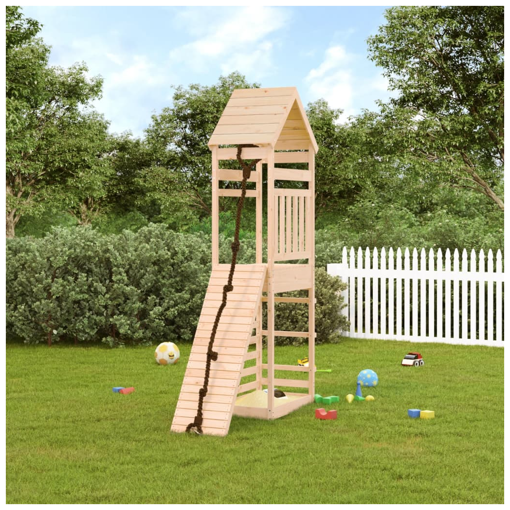 Playhouse with Climbing Wall Solid Wood Pine