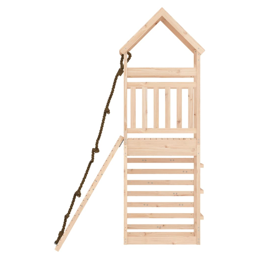 Playhouse with Climbing Wall Solid Wood Pine