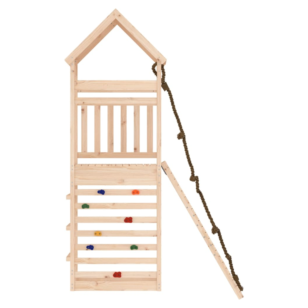 Playhouse with Climbing Wall Solid Wood Pine