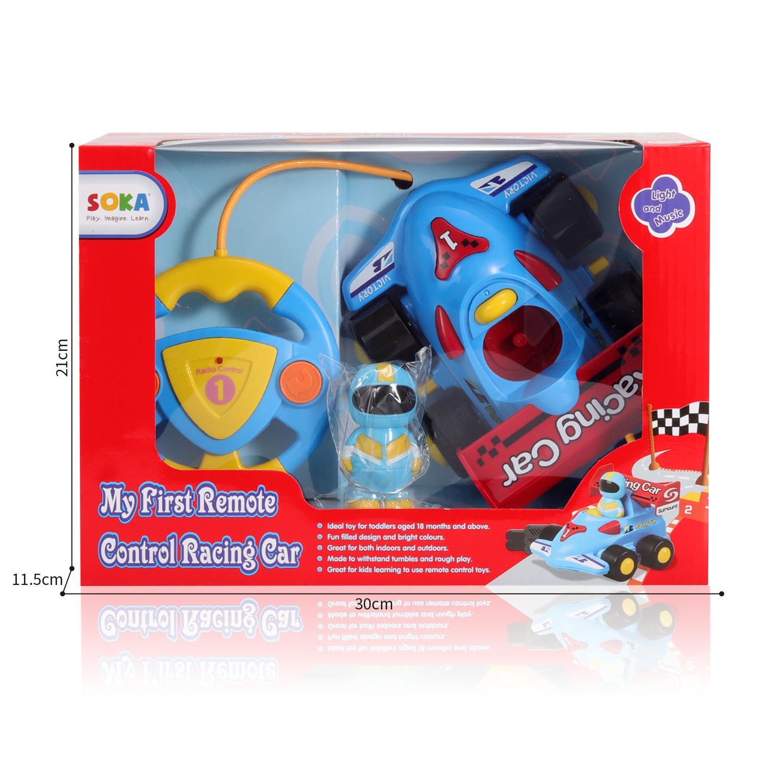 SOKA My First Remote Controlled Racing Car for Toddlers with Sound and Light Blue