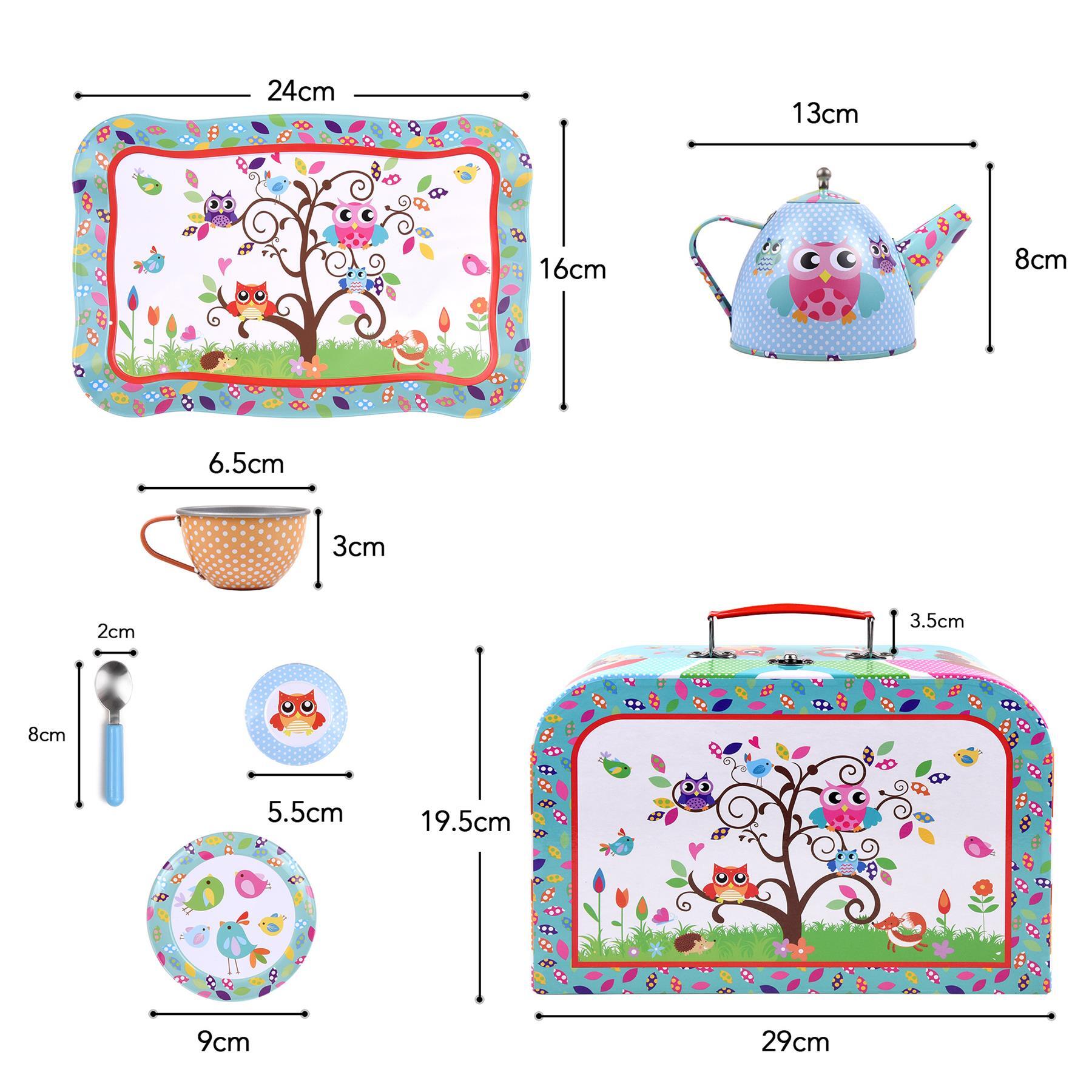SOKA Animal Design 18 Pcs Metal Tea Set & Carry Case Toy for Kids Children