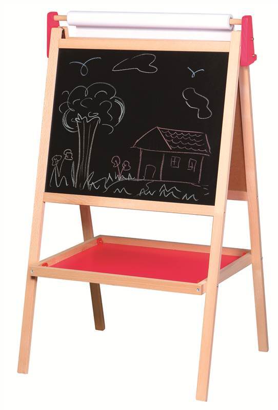 Lelin Wooden 2 in 1 Magnetic Wipe & Chalk Board Childrens Black & White Easel