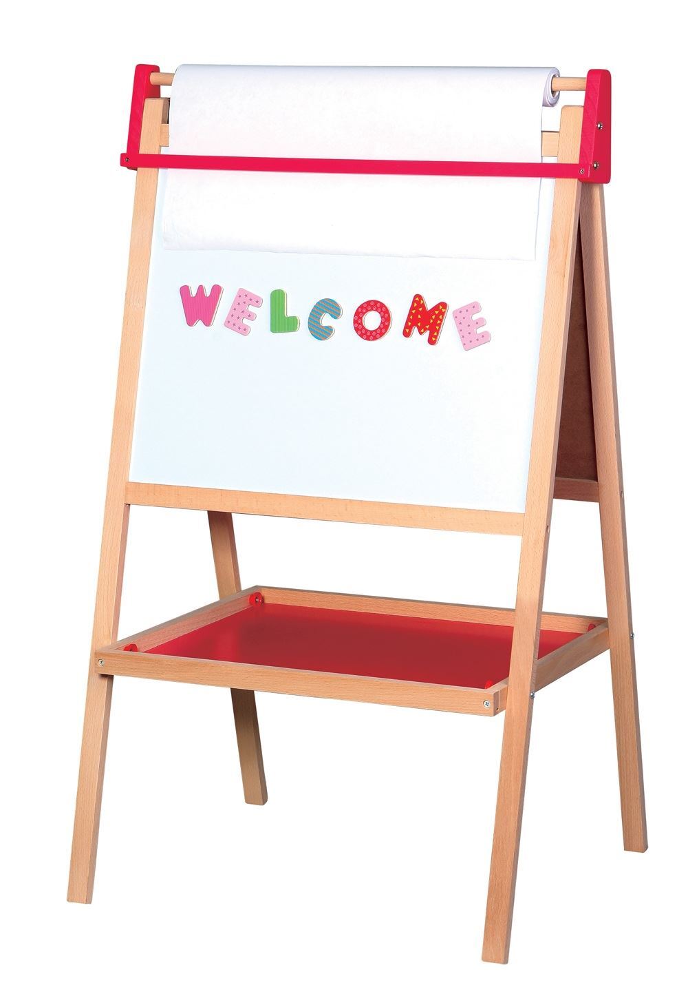 Lelin Wooden 2 in 1 Magnetic Wipe & Chalk Board Childrens Black & White Easel