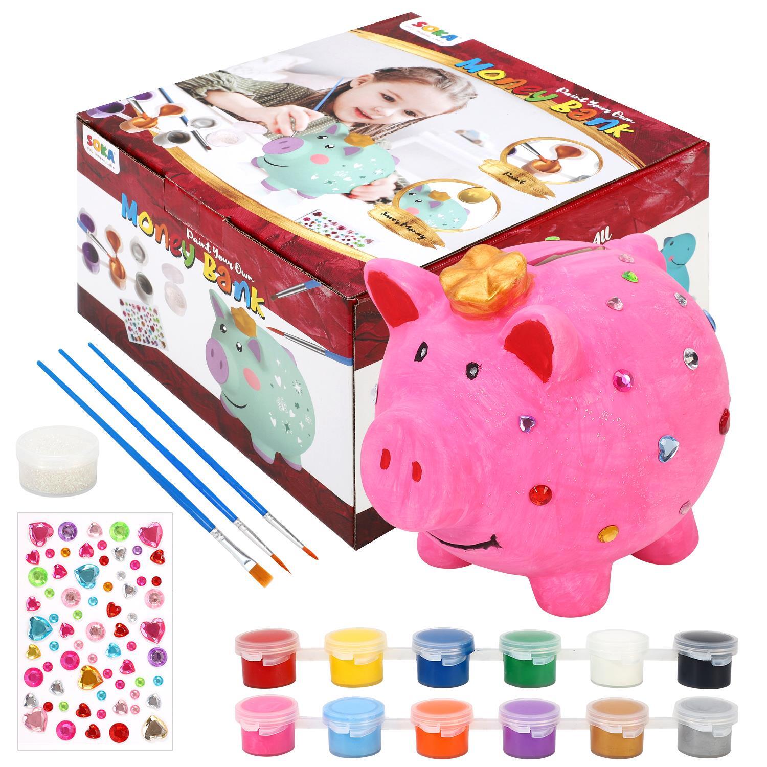 SOKA Paint Your Own Pig Money Bank Arts & Crafts Kit DIY Creative Activity