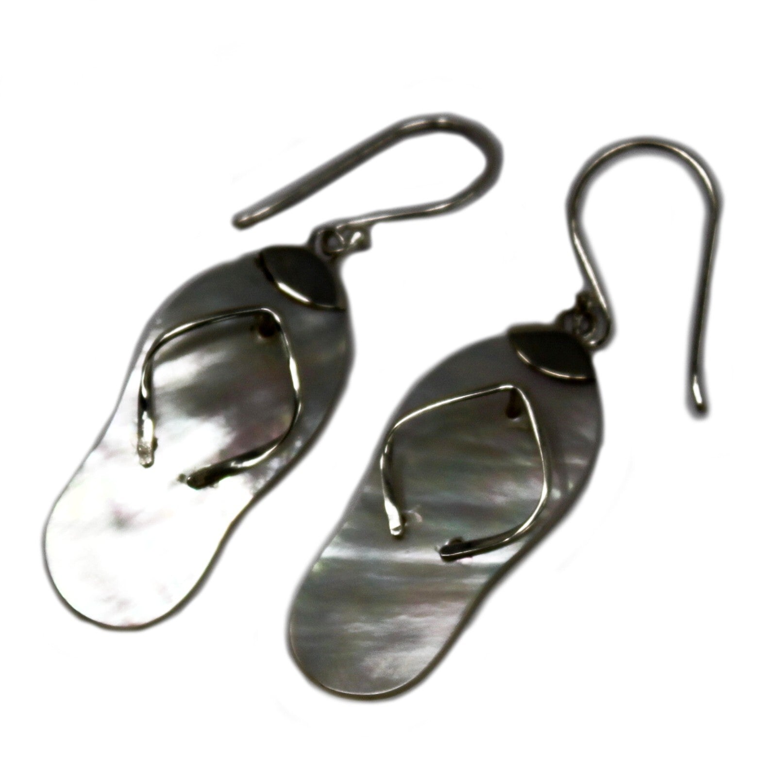 Shell & Silver Earrings - Flip-flops- MOP - Per case: 1 Piece
