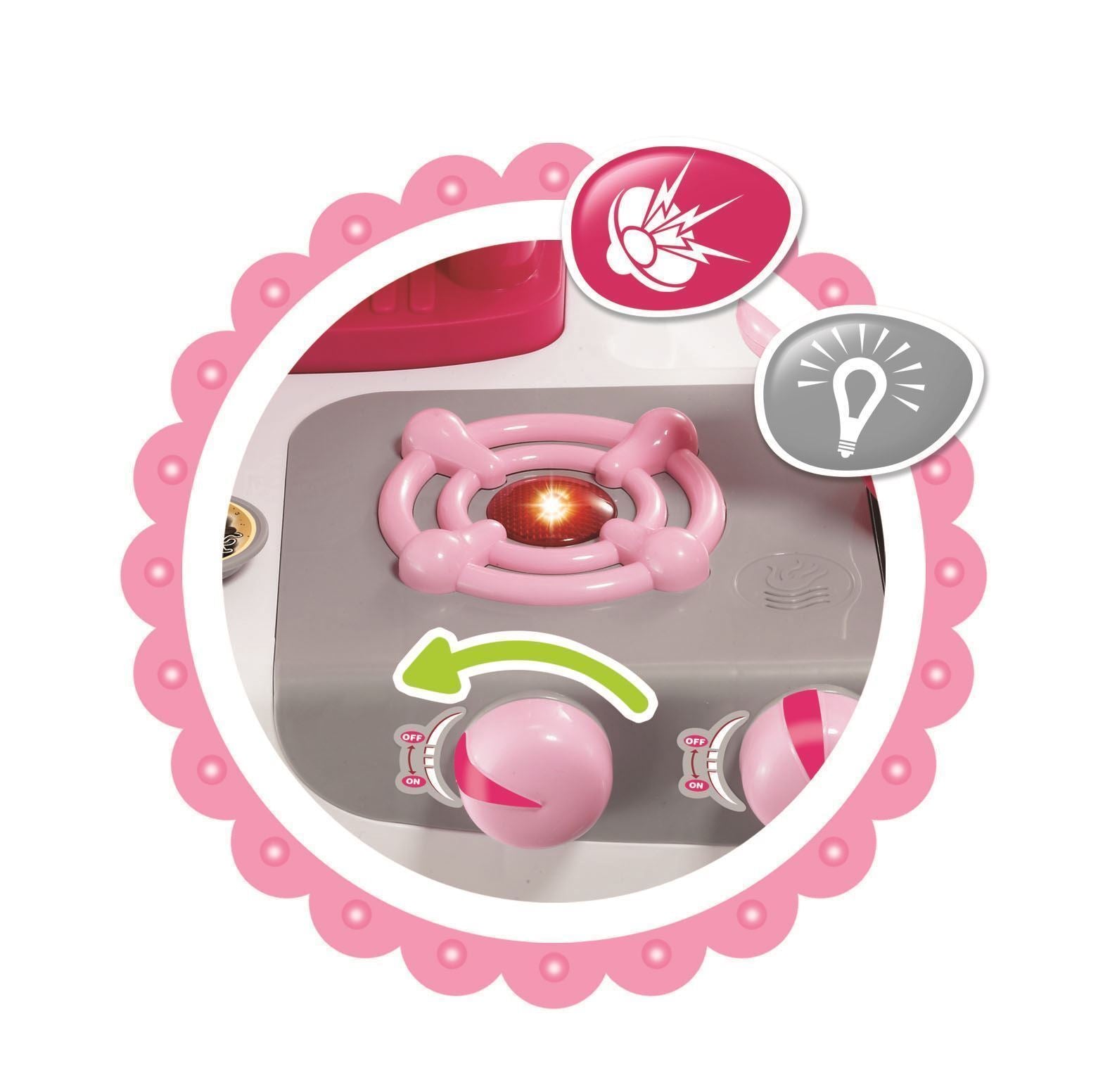 Children Kids Pink Light & Sound Kitchen Food Cooking Little Chef  Pretend Role Play Set