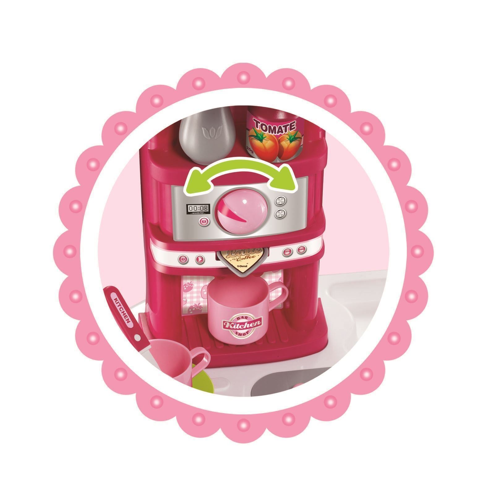Children Kids Pink Light & Sound Kitchen Food Cooking Little Chef  Pretend Role Play Set