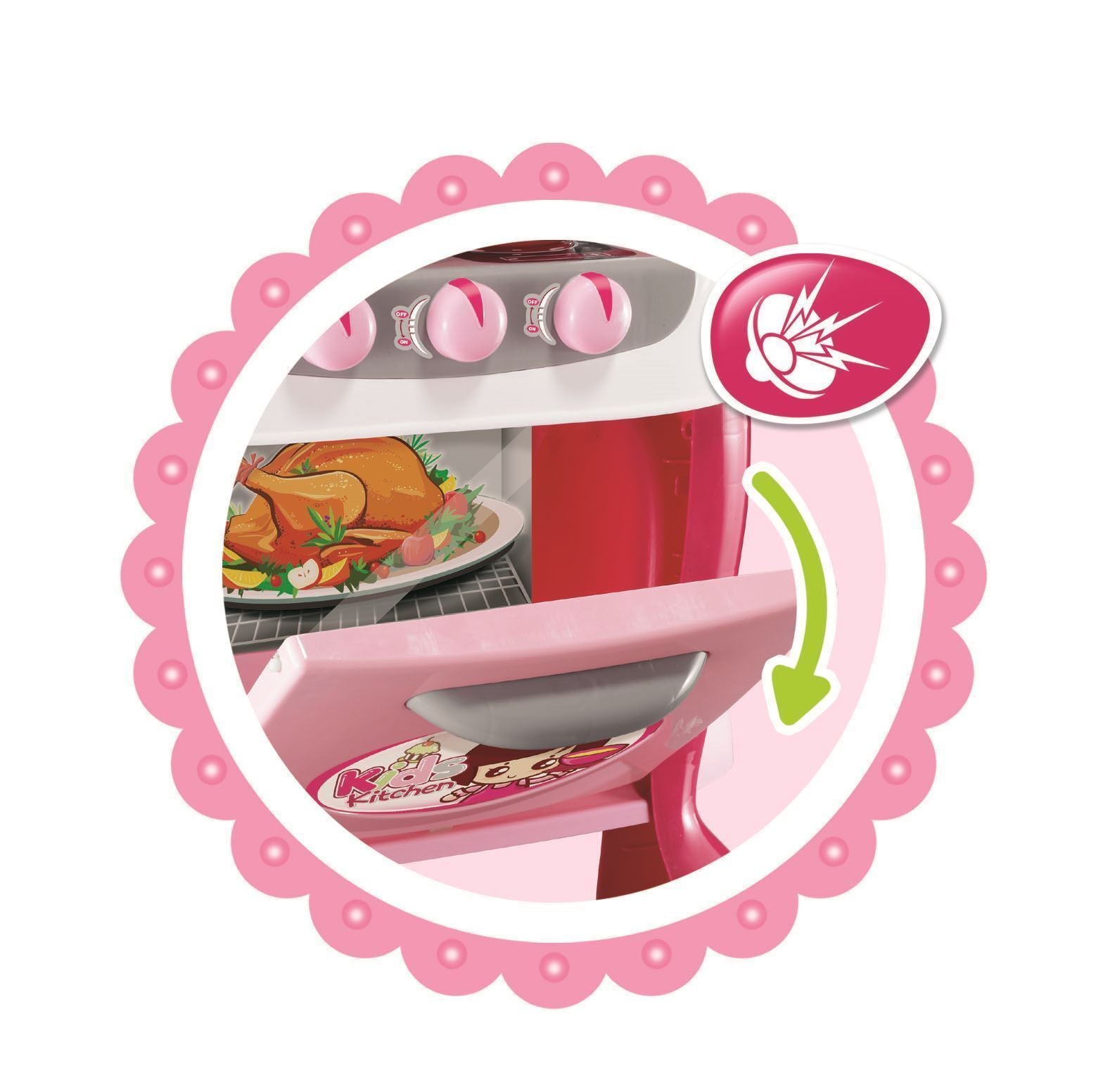 Children Kids Pink Light & Sound Kitchen Food Cooking Little Chef  Pretend Role Play Set