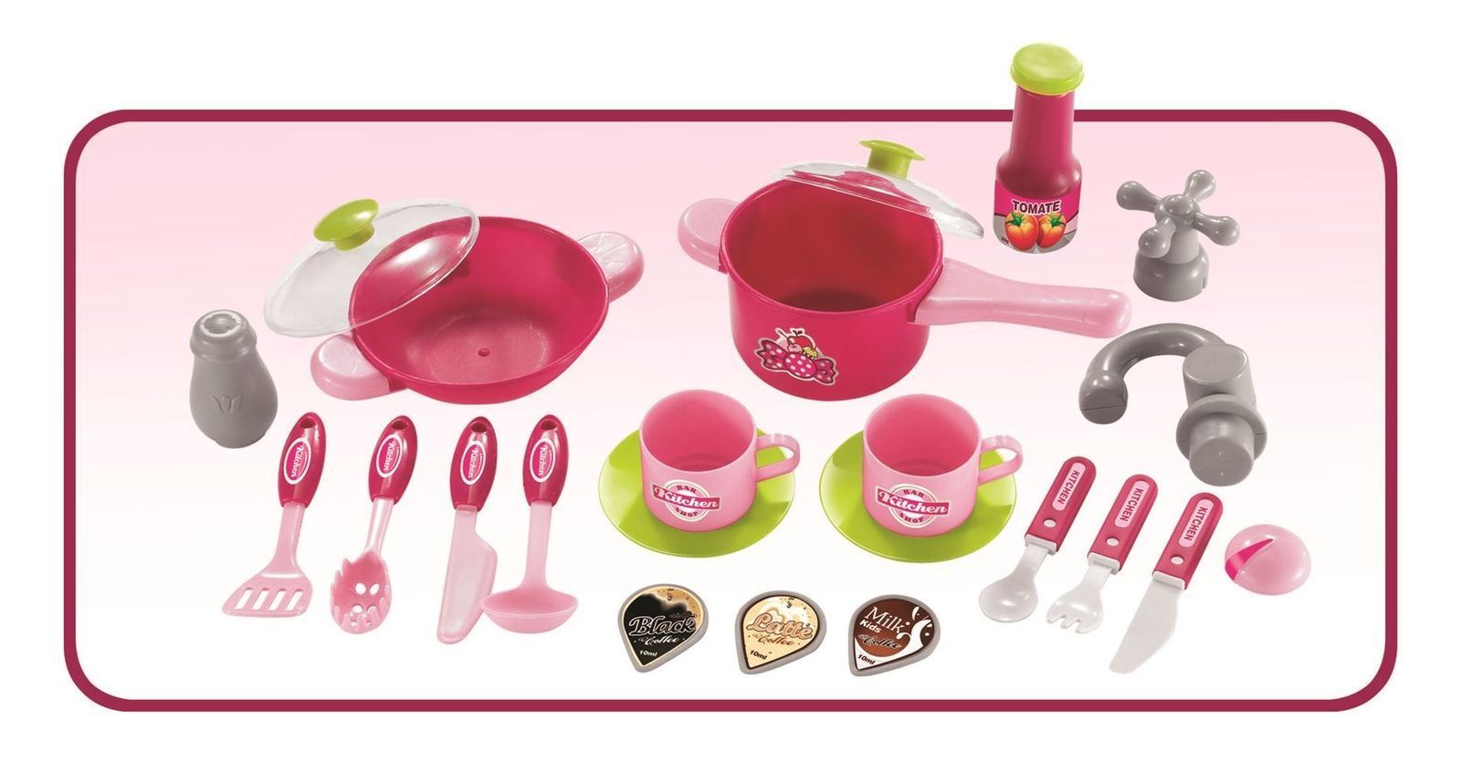 Children Kids Pink Light & Sound Kitchen Food Cooking Little Chef  Pretend Role Play Set