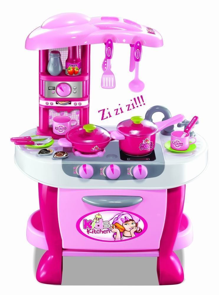 Children Kids Pink Light & Sound Kitchen Food Cooking Little Chef  Pretend Role Play Set